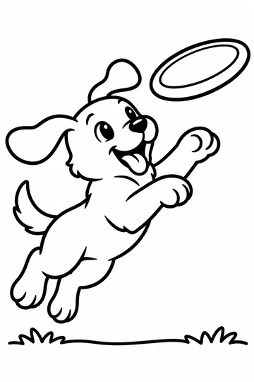 Puppy and Frisbee coloring page