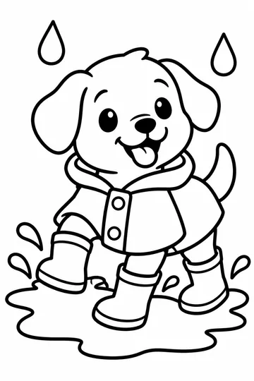 Puppy in Rain Boots coloring page