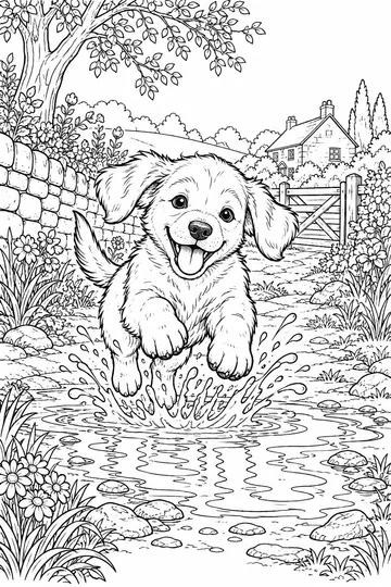 Muddy Puppy coloring page