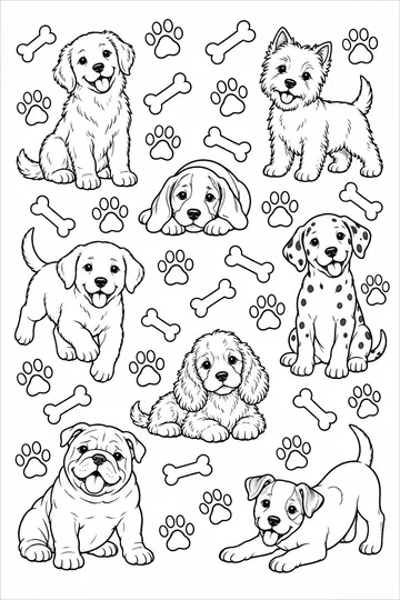 Puppy Pattern coloring page