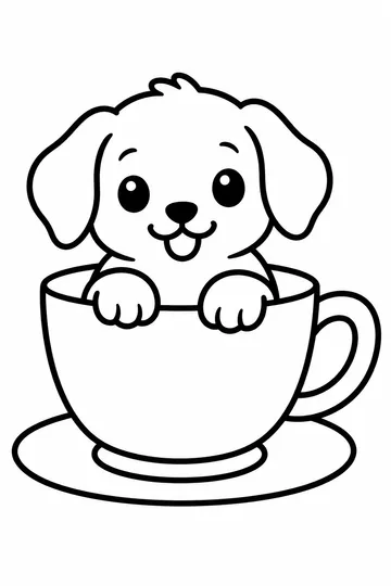 Puppy in a Teacup coloring page
