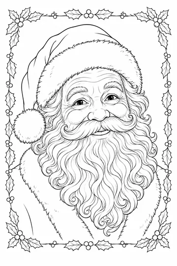 Realistic Santa Portrait coloring page