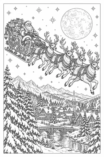 Santa and Reindeer coloring page