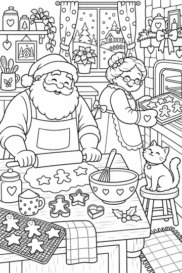 Baking with Mrs Claus coloring page