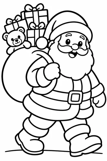 Santa and His Sack coloring page