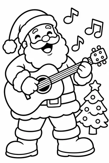 Rocking Santa coloring page
