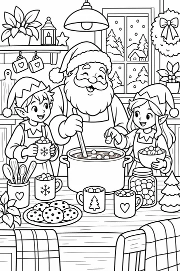 Santa Hot Chocolate Bar coloring page