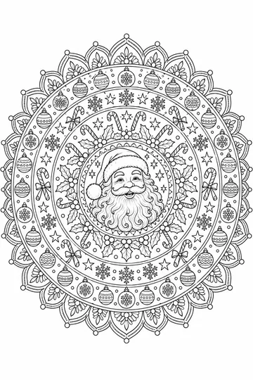 Santa Mandala coloring page