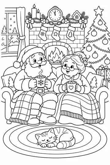 Santa and Mrs Claus coloring page