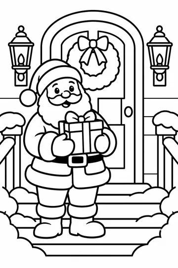 Santa at the Door coloring page