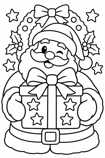 Santa with a Present coloring page