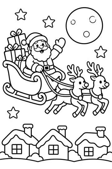 Santa Sleigh Ride coloring page