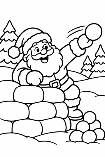 Santa Snowball Fight coloring page