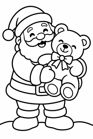 Santa and Teddy coloring page