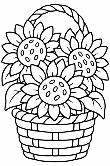 Basket of Sunflowers coloring page