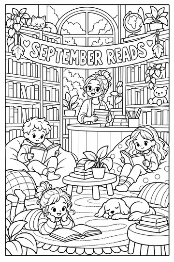 Library Visit coloring page