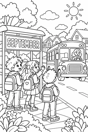 Bus Stop Morning coloring page