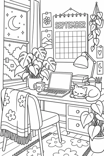 Study Desk coloring page