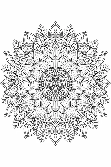 Sunflower Mandala coloring page