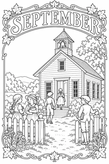 Vintage Schoolhouse coloring page