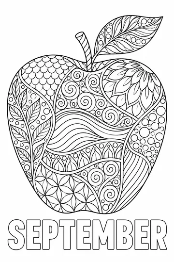 Zentangle Apple coloring page