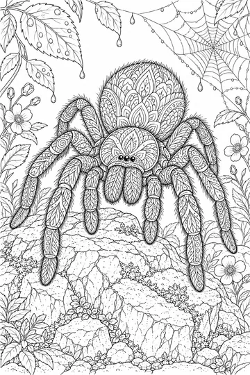Realistic Tarantula Zentangle coloring page