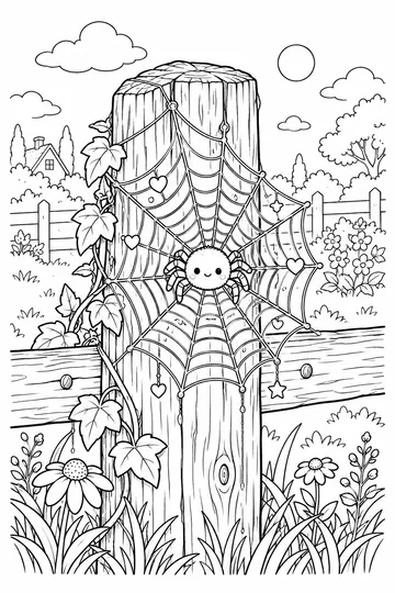 Spider on a Fence coloring page