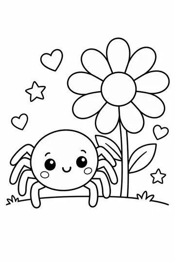 Spider and Flower coloring page