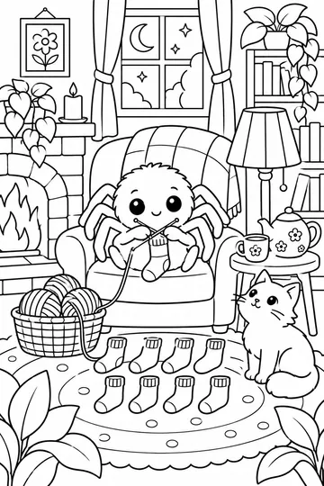 Spider Knitting Club coloring page