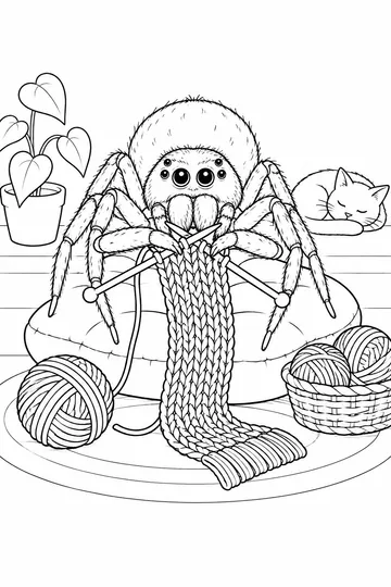 Knitting Spider coloring page