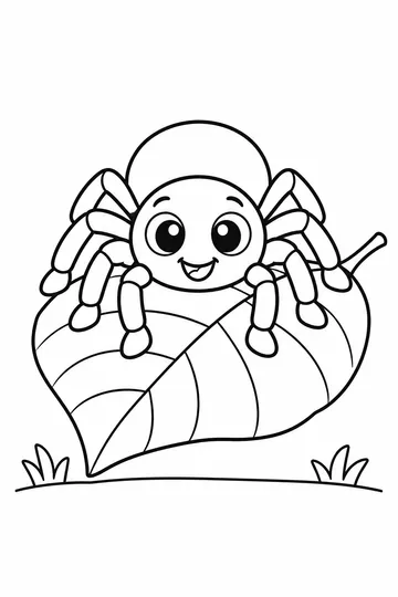 Spider on a Leaf coloring page