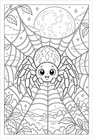 Spider and the Moon coloring page