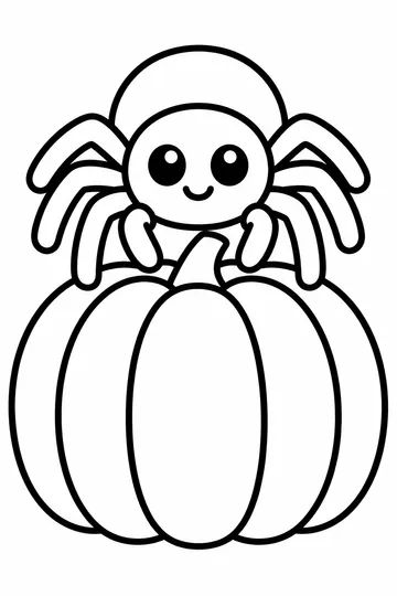 Spider and Pumpkin coloring page