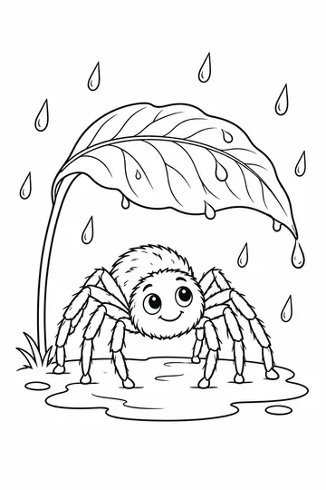 Spider in the Rain coloring page