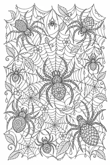 Spider Web Pattern Zentangle coloring page
