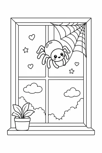 Spider at the Window coloring page