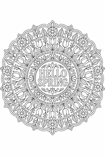 Spring Flower Mandala coloring page