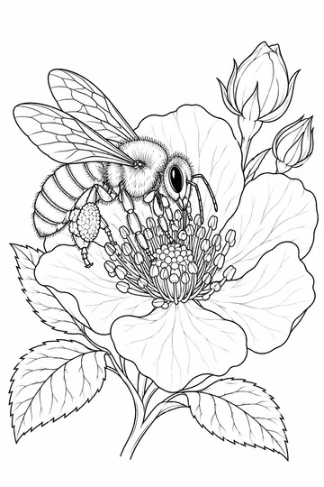 Bee on a Flower coloring page