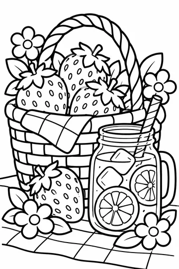 Strawberry Picnic coloring page