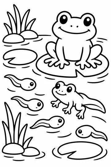 Tadpoles to Frogs coloring page