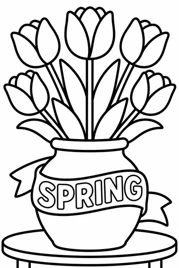 Tulips in a Vase coloring page