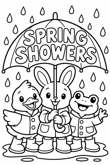 Umbrella Friends coloring page
