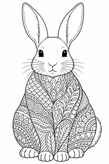 Zentangle Bunny coloring page