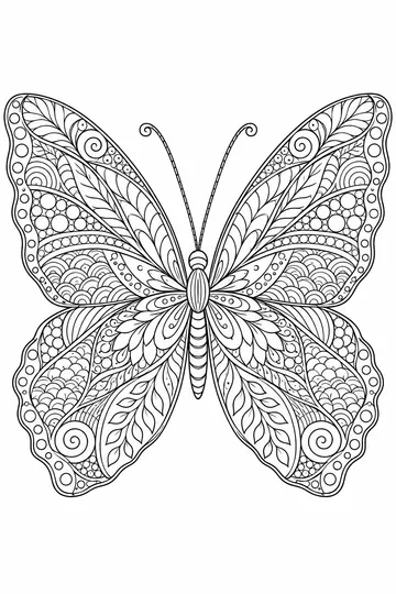 Zentangle Butterfly coloring page