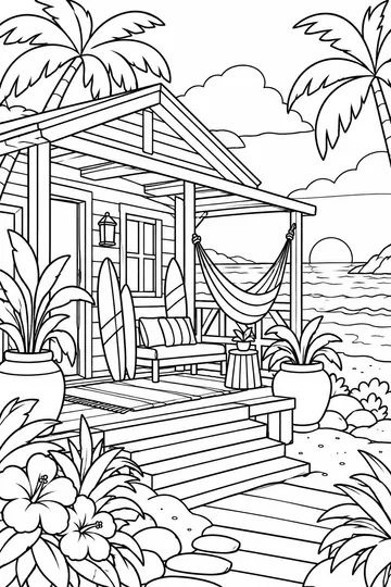 Beach Cabin coloring page
