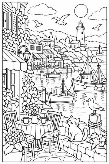Harbor Town coloring page