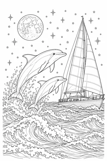 Dolphins coloring page