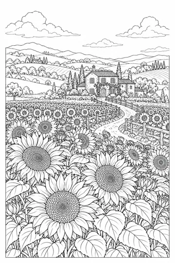 Sunflower Field coloring page