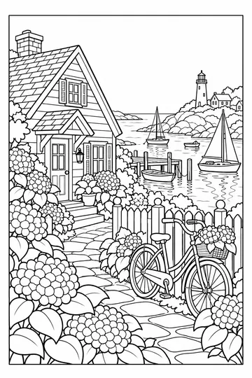Seaside Cottage coloring page
