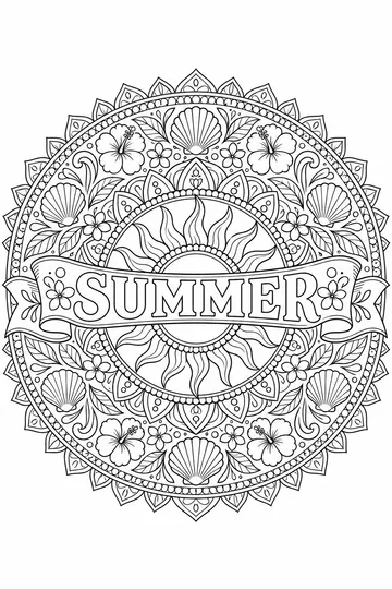 Summer Sun Mandala coloring page